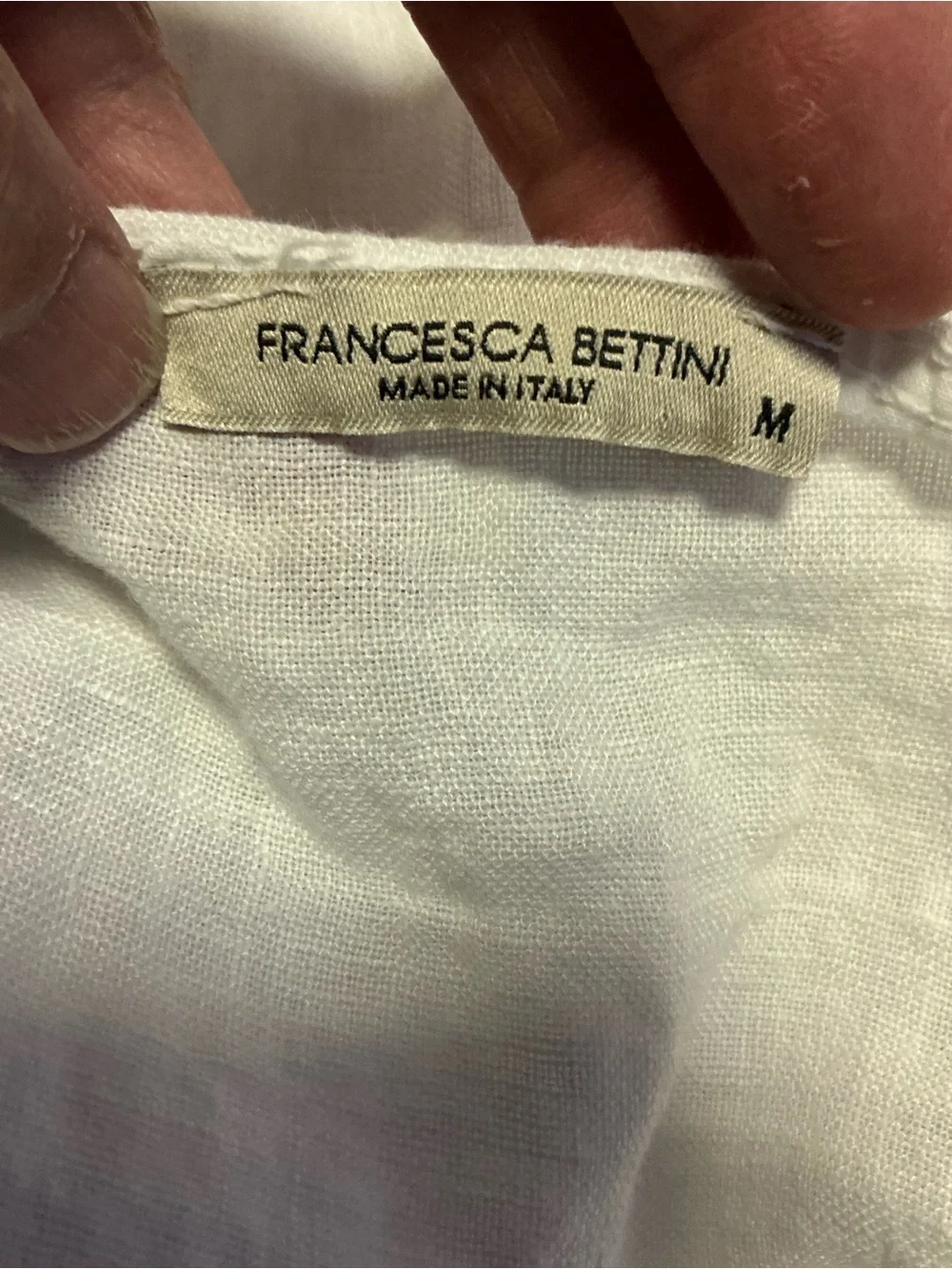 Francesca Bettini White Linen Tunic Top Made in Italy Pockets Medium - Picture 2 of 15